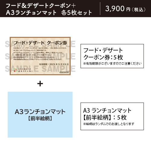 フード・デザート クーポン券★5枚セット(特典:オトちゅんアワード2021(前半))有効期限:2021年12月最終営業日